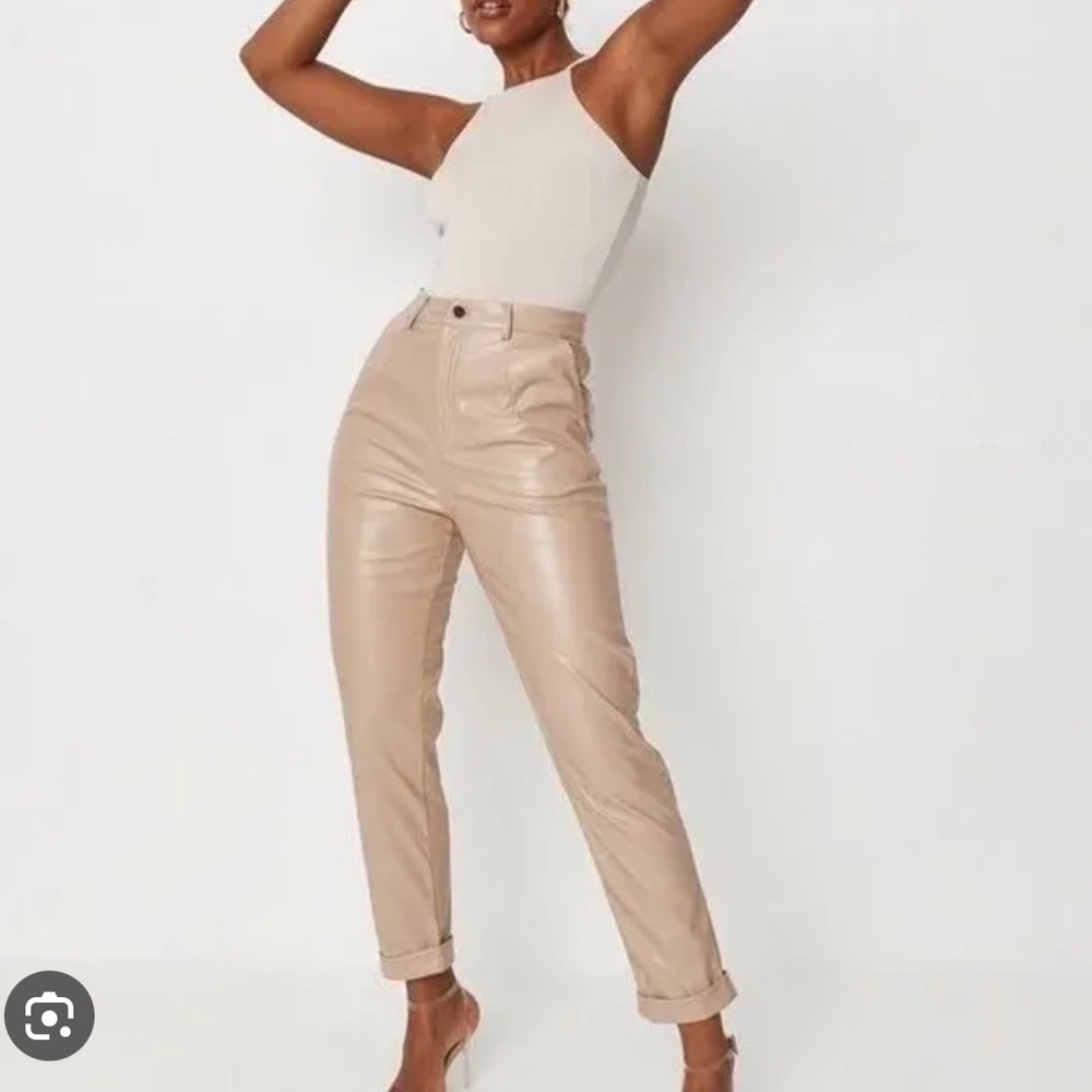 Fx leather camel cuffed trouser